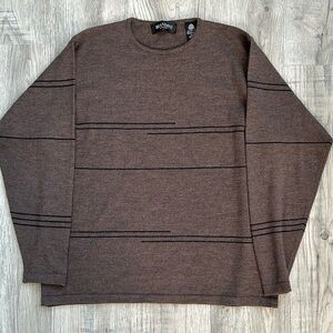 Brandini Vintage  Merino Wool Brown Sweater w/Black Stripes Sz L